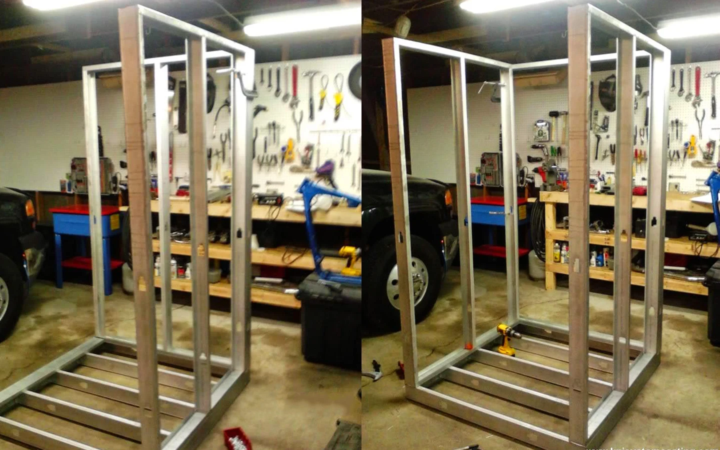 Монтирование рам правой и левой стенок печи для порошкового покрытия деталей